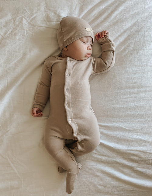 Oatmeal Footed Sleeper | Snap Buttons