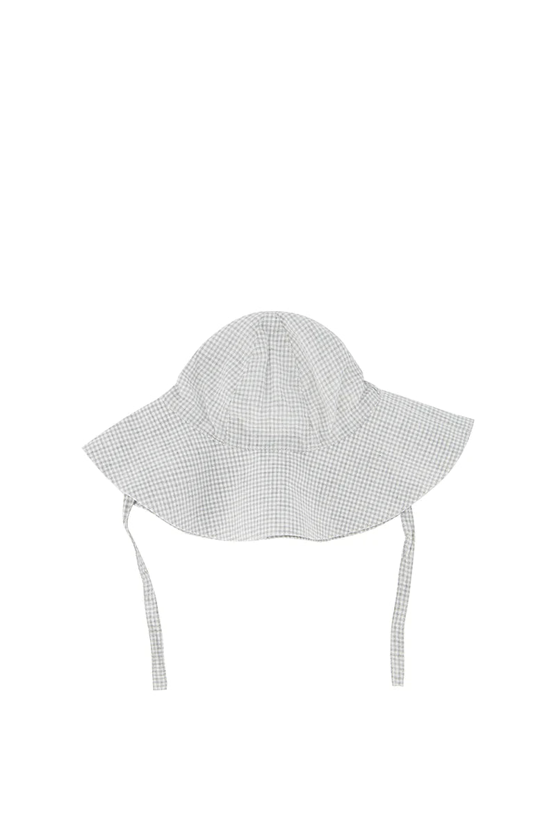 Organic Cotton Gingham Sun Hat | Sky