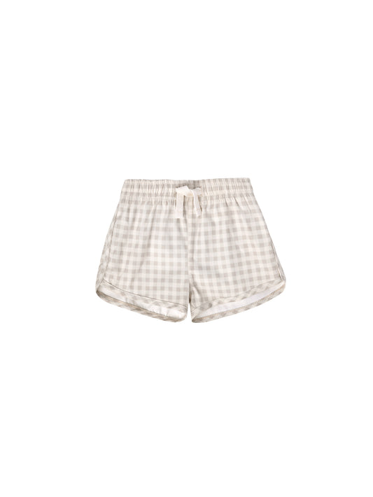 Boy Swim Short | Silver Gingham