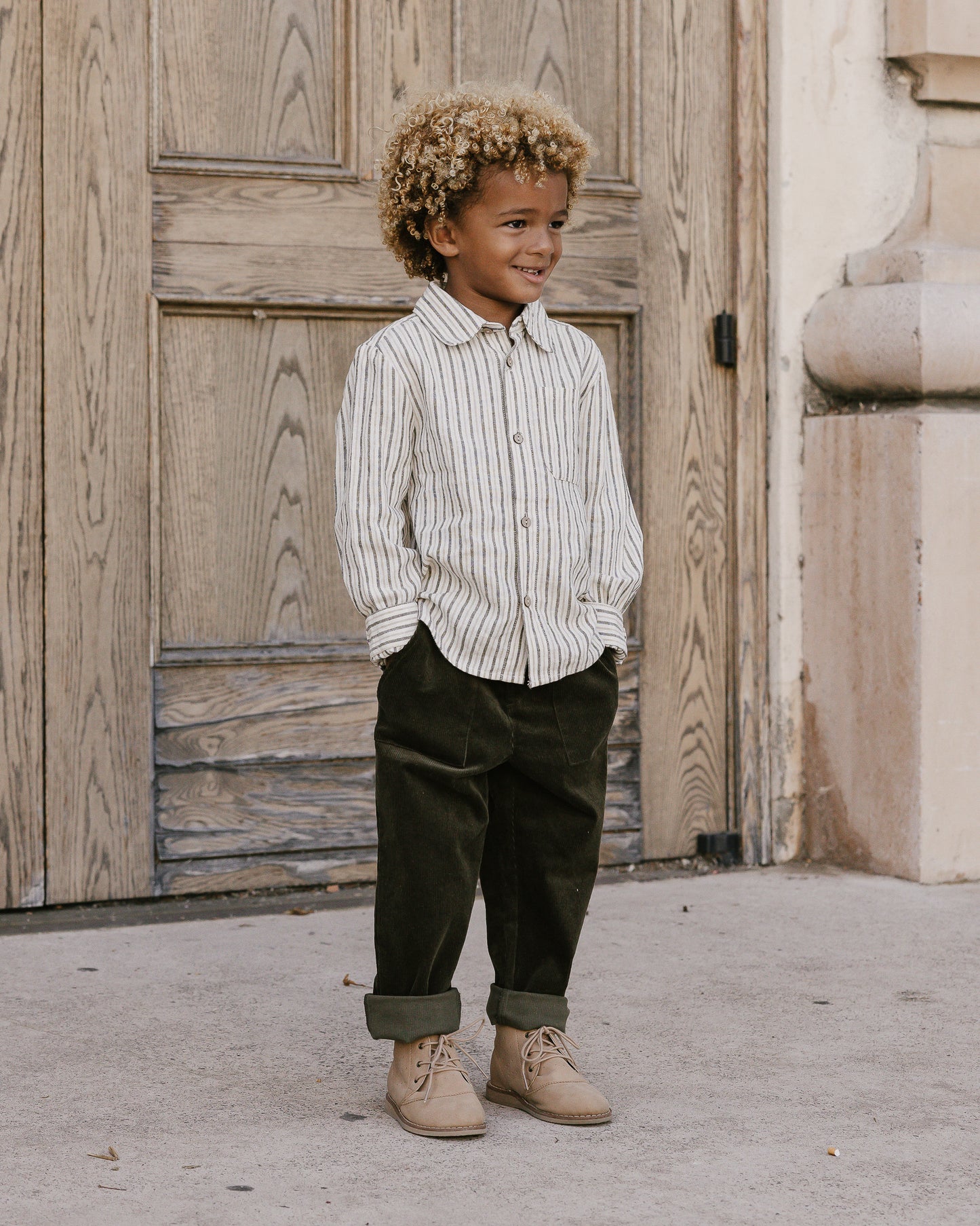Collared Long Sleeve Shirt | Micro Stripe
