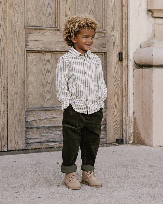 Collared Long Sleeve Shirt | Micro Stripe