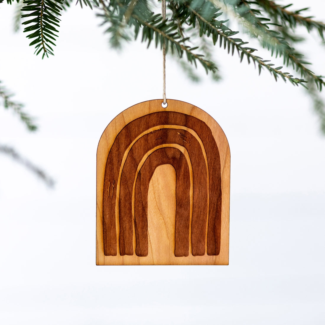 Wooden Rainbow Christmas Ornament