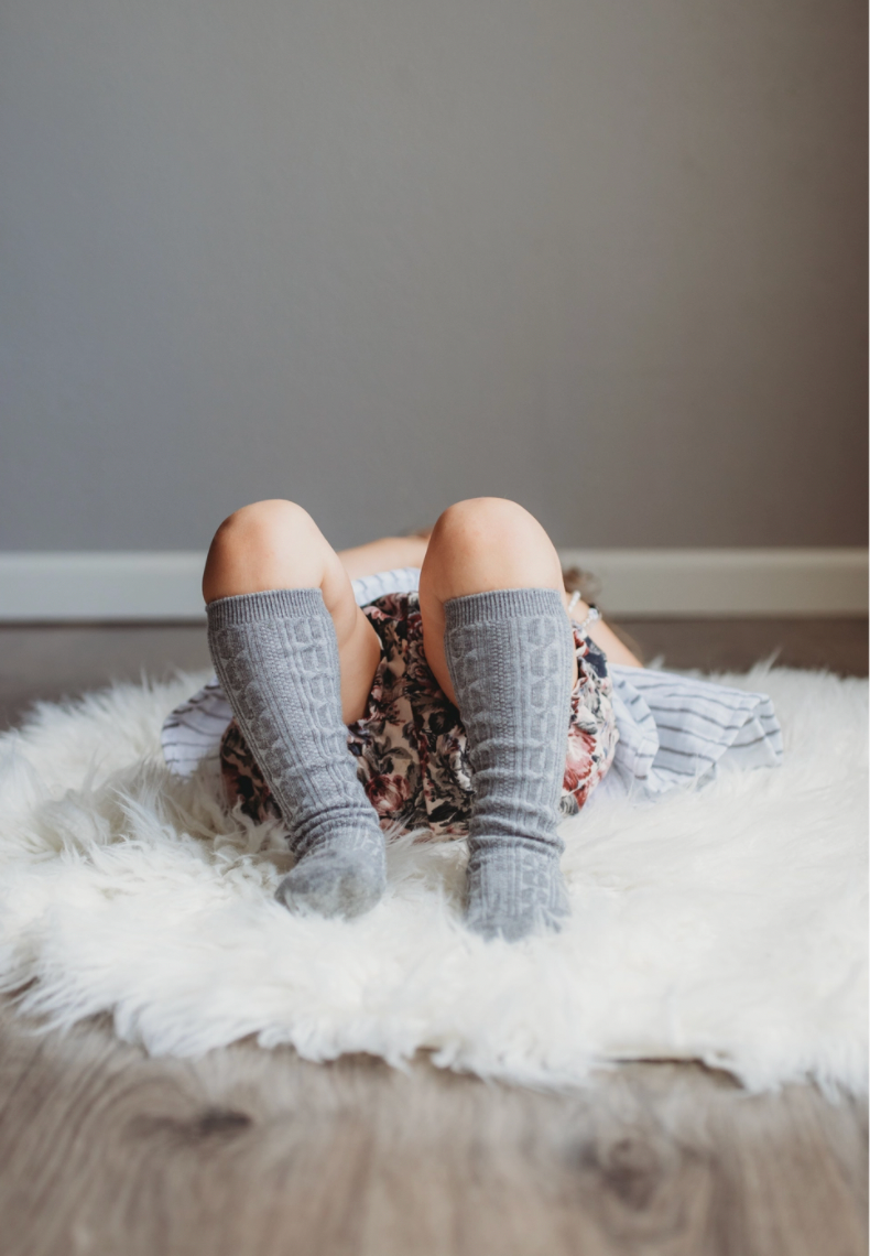 Knee High Cable Knit Socks | Grey