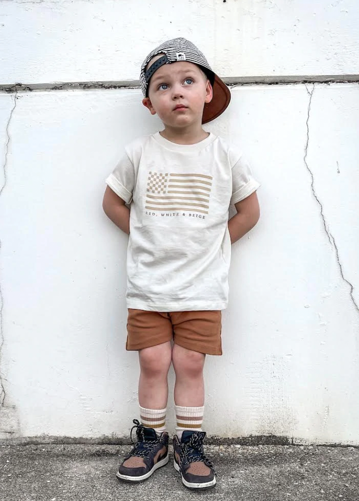 Red, White & Beige Tee