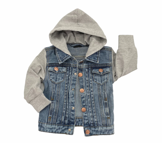 Hooded Denim Jacket | Grey