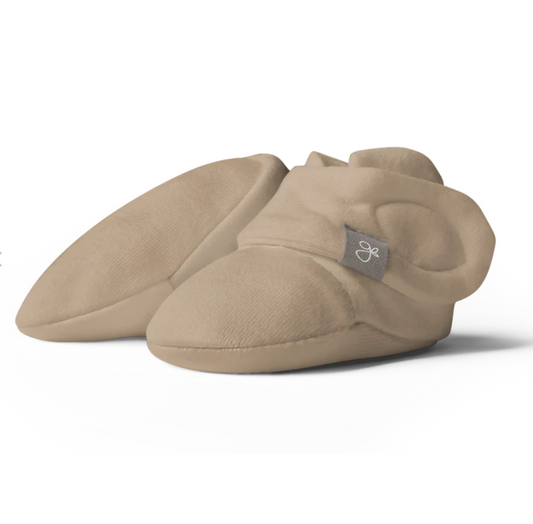 Organic Cotton Stay-On Baby Booties | Sandstone