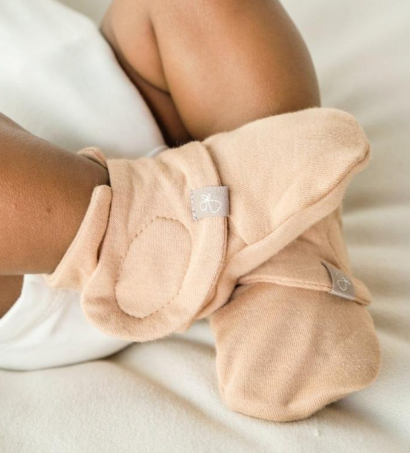 Organic Cotton Stay-On Baby Booties | Sandstone