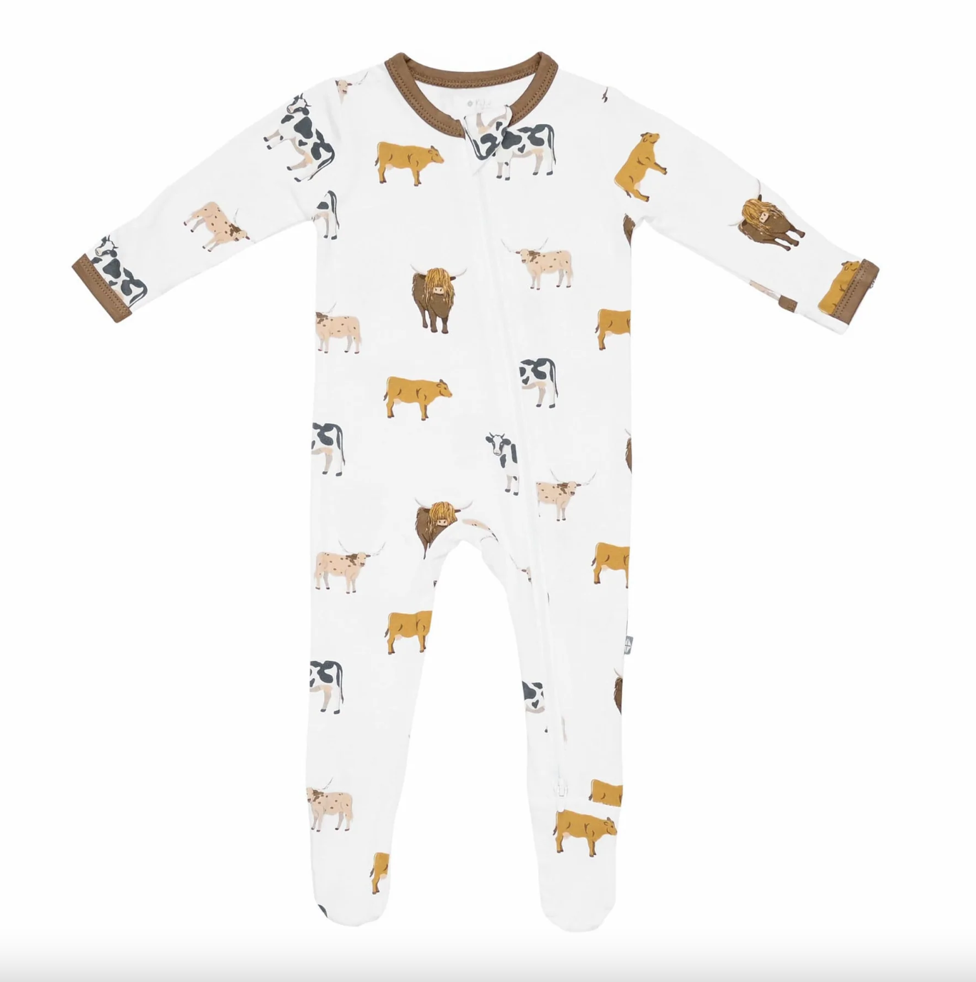 Bamboo Cotton Zipper Footie | Moo (Cows)