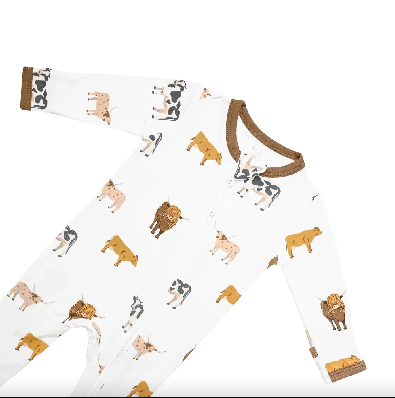 Bamboo Cotton Zipper Footie | Moo (Cows)