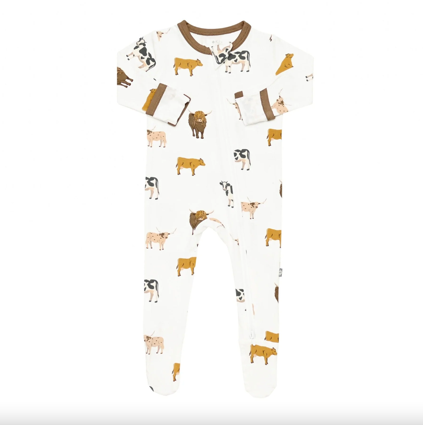 Bamboo Cotton Zipper Footie | Moo (Cows)