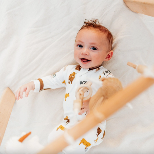 Bamboo Cotton Zipper Footie | Moo (Cows)