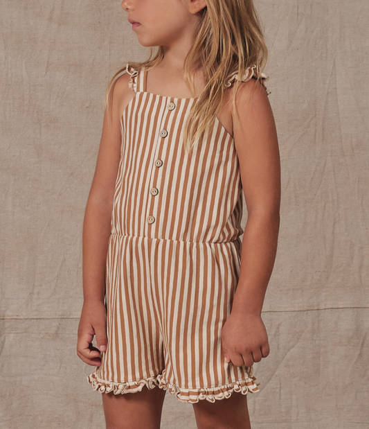 Addy Romper | Camel Stripe