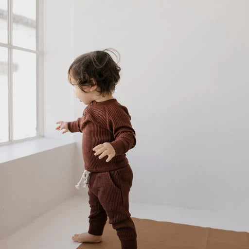 Organic Cotton Waffle Pant | Cherry