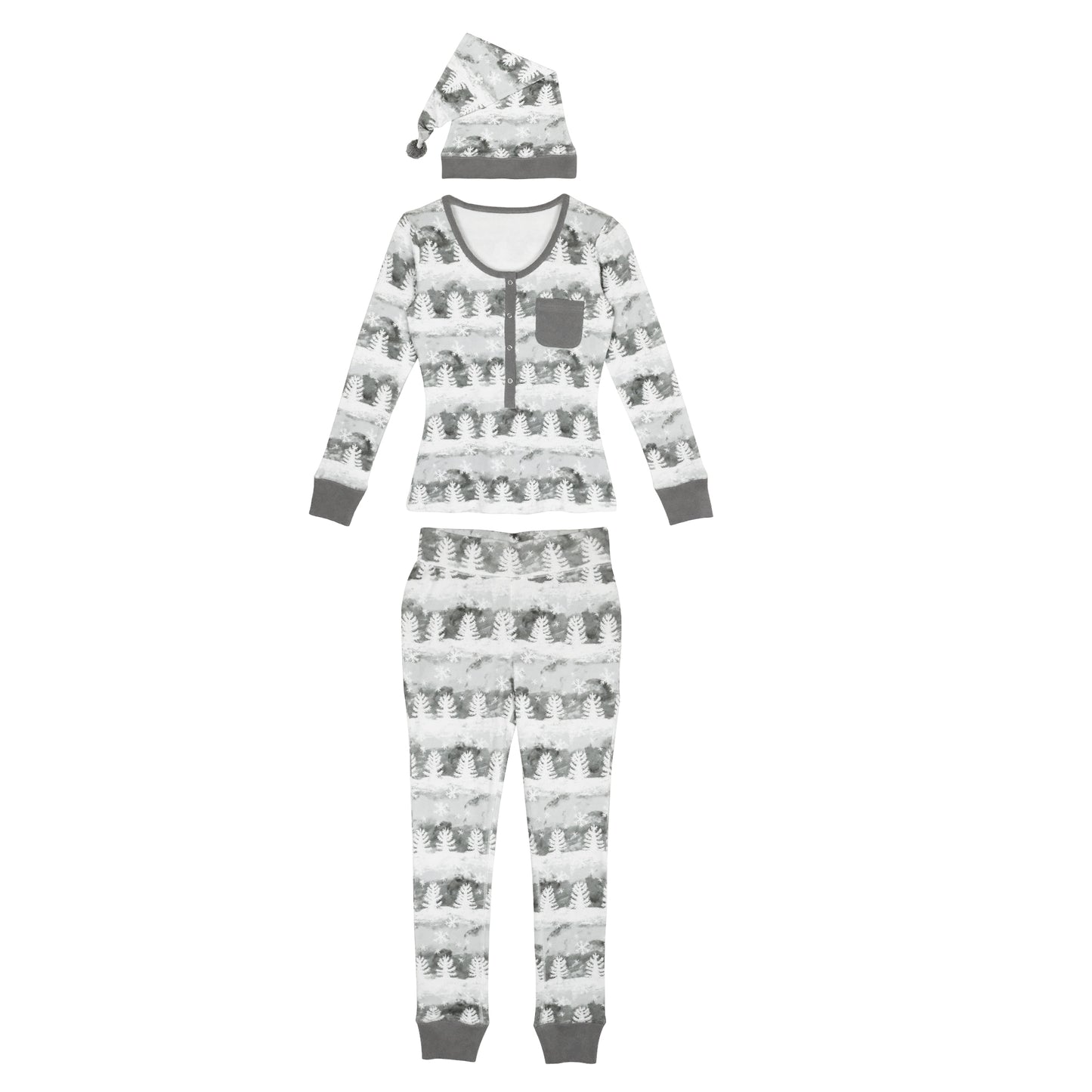 Organic Women's 2-Pc Lounge Set w/ Cap | Winter Wonderland
