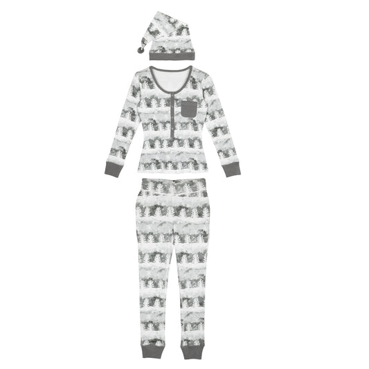 Organic Women's 2-Pc Lounge Set w/ Cap | Winter Wonderland