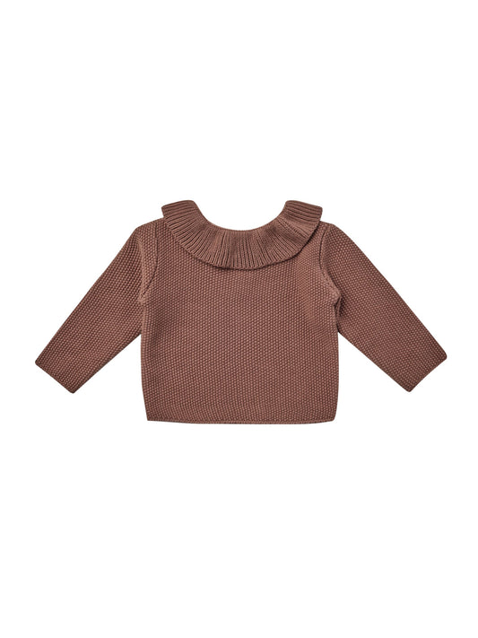 Ruffle Collar Knit Sweater | Pecan