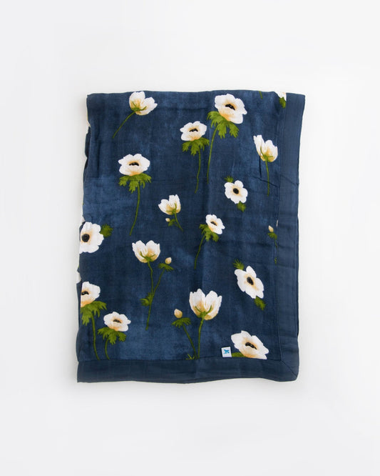 Cotton Muslin Baby Blanket | White Anemone