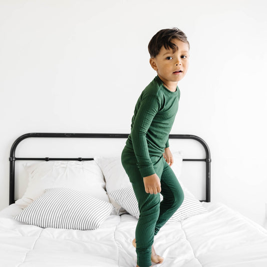 Ribbed Two-Piece Pajama Set | Forest Green