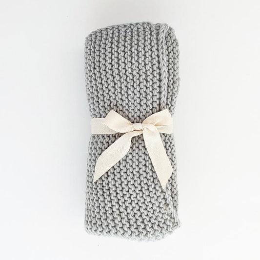 Garter Stitch Blanket | Ice Grey