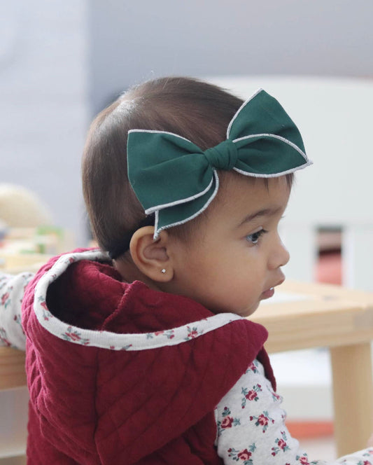 Evergreen Hemmed-Edge Hair Bow