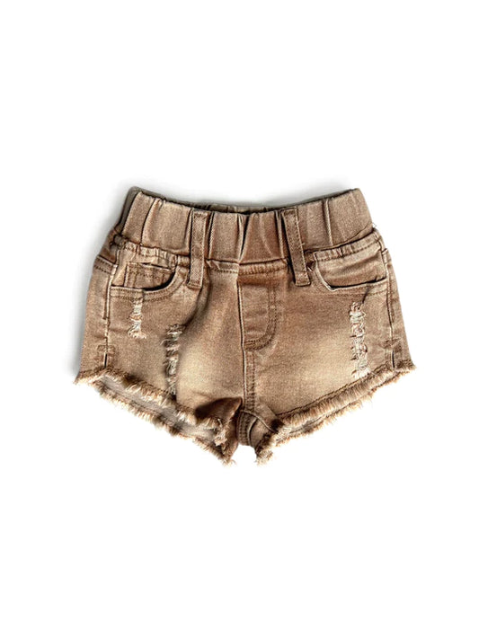 Cut Off Denim Shorties | Camel