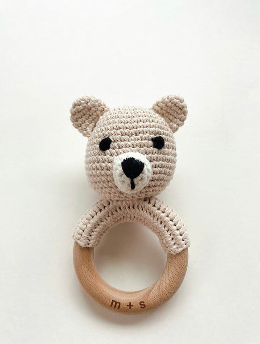 Bear Hand Crochet Rattle | Nude