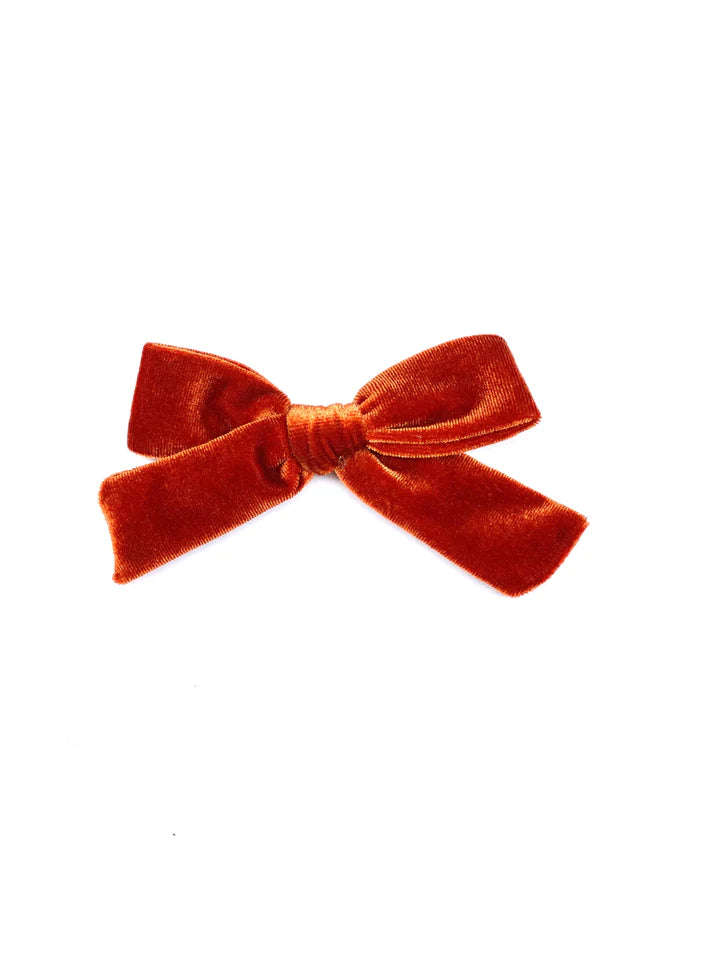 Caramel Velvet Handtied Bow | Clip