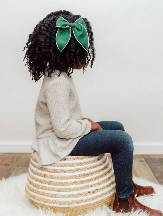 Evergreen Hemmed-Edge Hair Bow