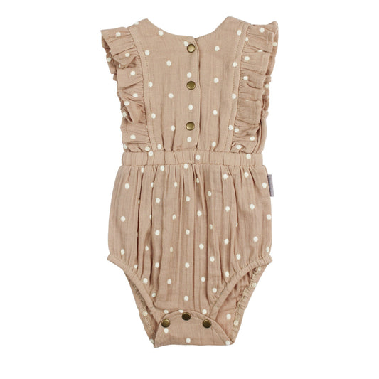 Embroidered Muslin Bodysuit | Wheat Dot