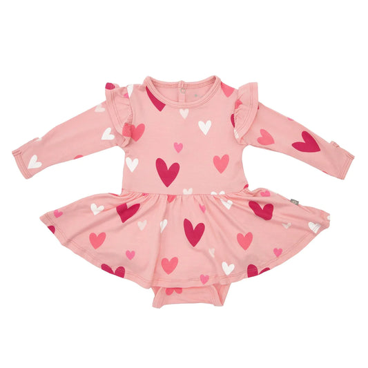 Long Sleeve Twirl Bodysuit Dress | Crepe Hearts