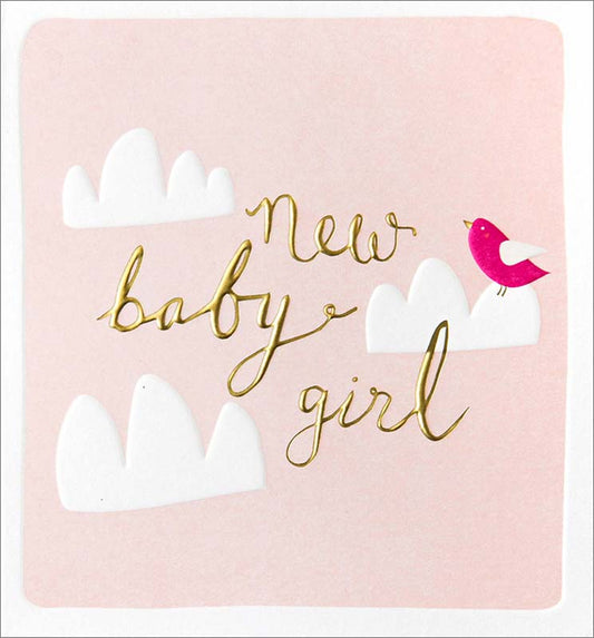 Bird Clouds Girl Baby Card