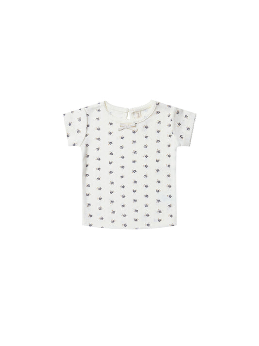 Pointelle Tee | Indigo Ditsy